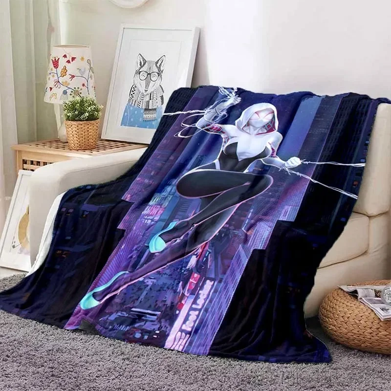 Cartoon Marvell Spider Gwen Printed Blanket for Home Travel Soft and Comfortable Blanket for Adults and Children Warm Blanket