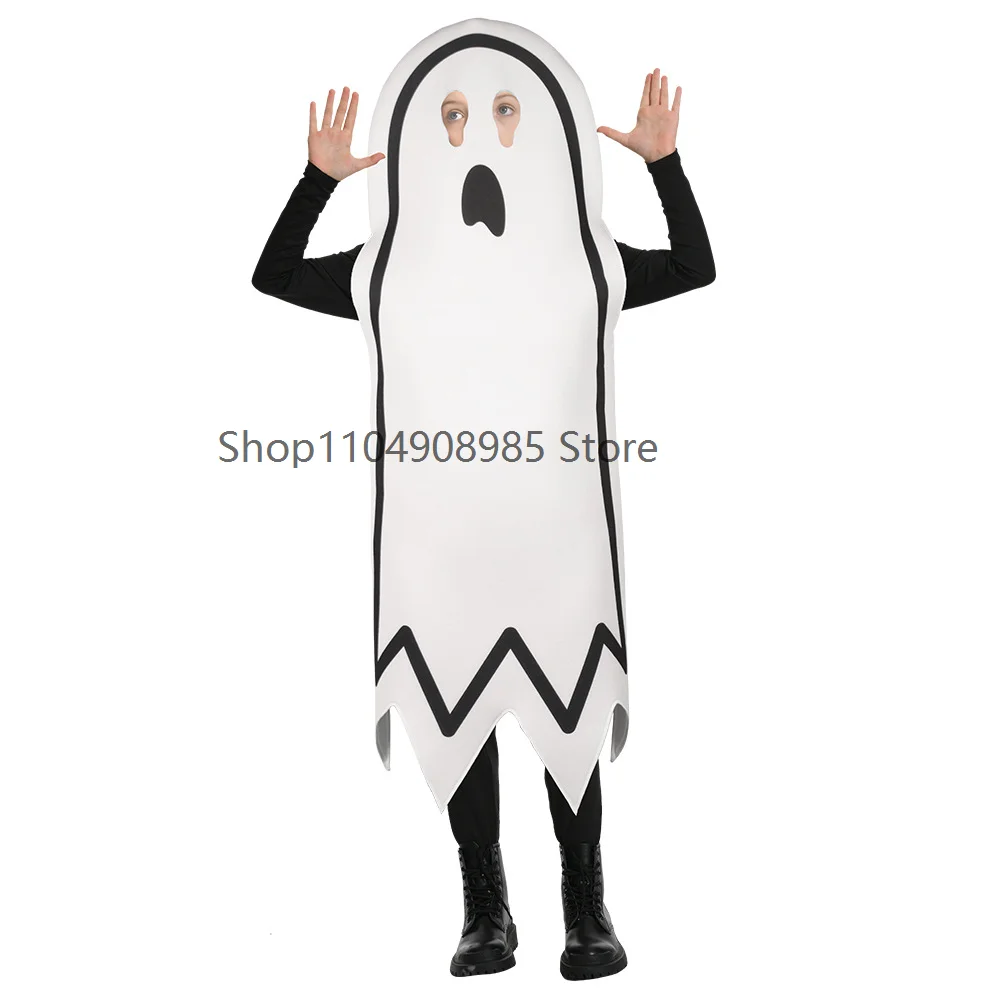 

Cosplay Ghost Halloween Costumes Family Matching Outfits Fancy Dress Up Cute Ghost Performance Clothes Sponge Suits