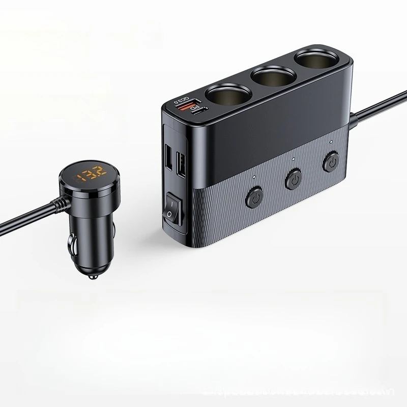 For Car 3-Way Cigarette Lighter Splitter 127W Multi-Function PD 30W QC3.0 Fast Charging Car Charger Adapter Auto Accessories