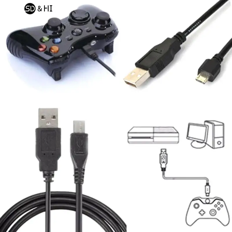 Cable de datos de carga micro usb negro para mando de ps4 playstation 4