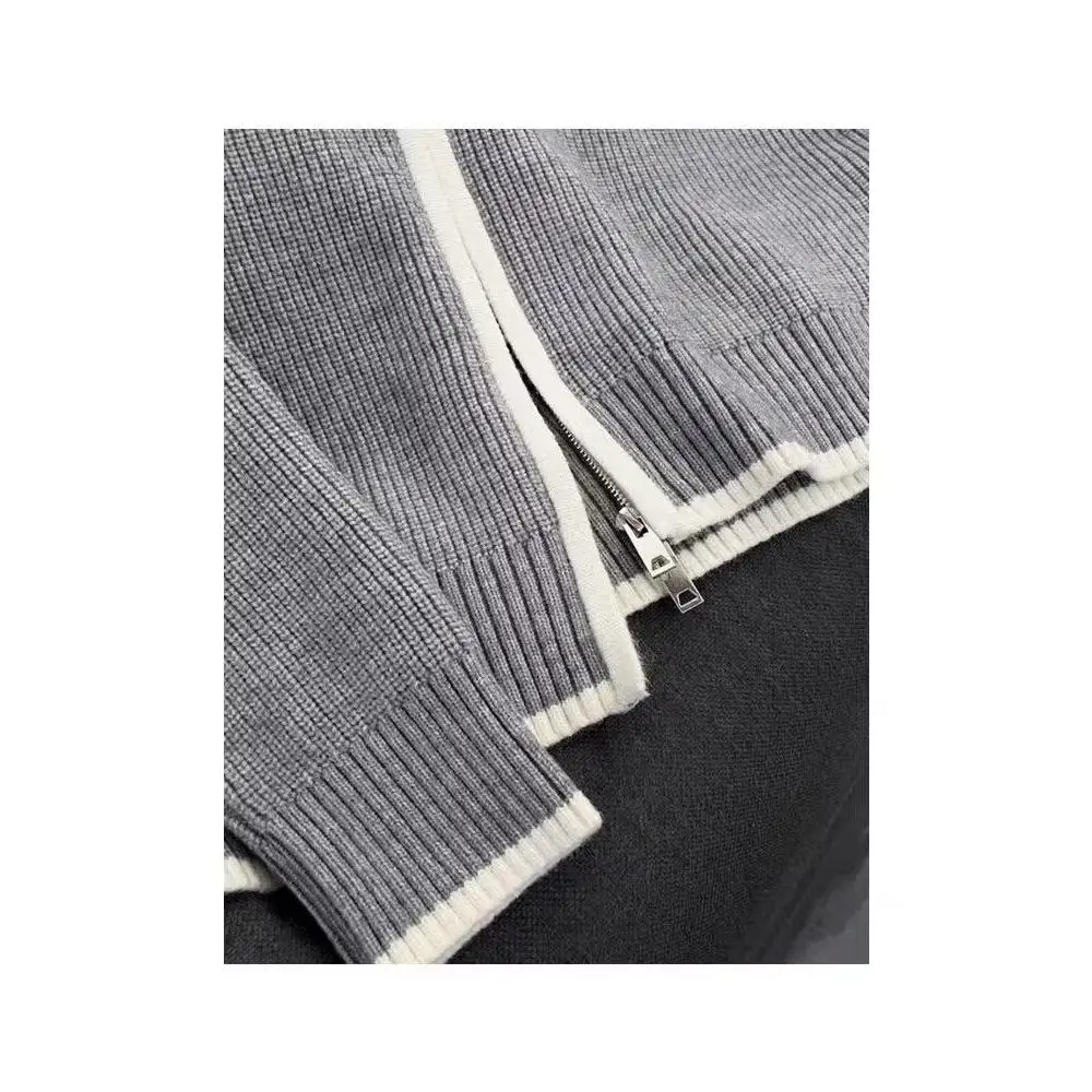 

Мужская трикотажная куртка на молнии, осень-зима, новинка, цветная блузка, верхняя одежда с полосатым воротником, повседневный модный простой свитер, пальто