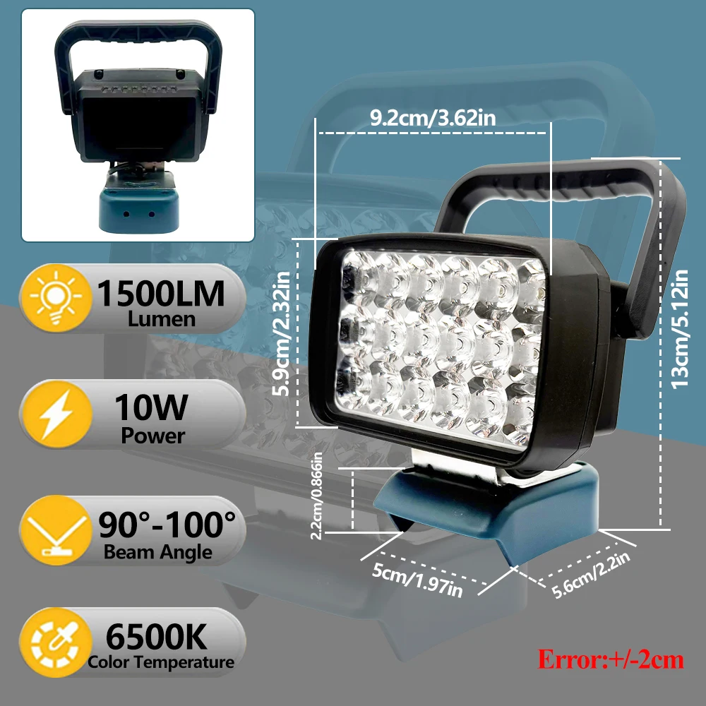 Аксессуары для электроинструментов для литий-ионного аккумулятора Makita 12 В BL1021B BL1041 18 светодиодных рабочих фонарей Ручная лампа Портативные фонари Прожектор