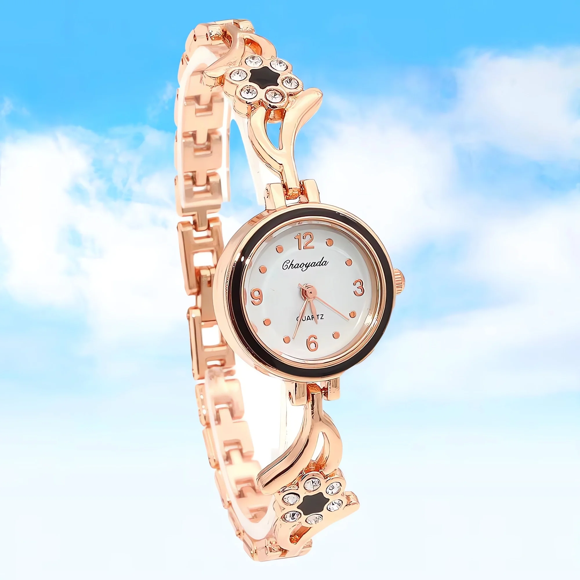 

Fashionable Ladies Quartz Watch Rhinestone Electronic Digital Timepiece Stylish Accessory for Women