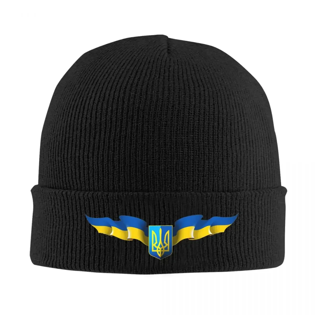 Custom Flag Of Ukraine Skullies Beanies Caps Streetwear Winter Warm Knitting Hat Unisex Adult Ukrainian Coat Of Arms Bonnet Hat
