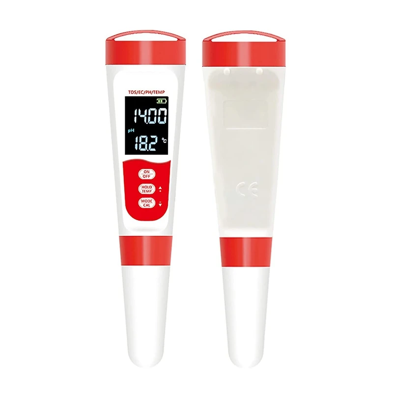 Water Tester Digital PH Meter With ATC, 4 In 1 PH/EC/TDS/Thermometer 0.01 Resolution High Precision Pen Tester