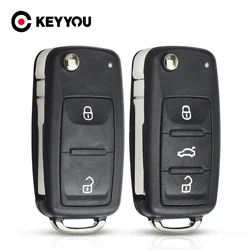 KEYYOU-llave plegable para coche, carcasa con 2/3 botones, 5K0837202AD, para VW, polo, passat b5, Tiguan, Golf, VOLKSWAGEN, Seat, Skoda