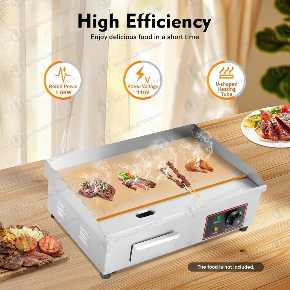 شواية تجارية من الدرجة الاحترافية مقاس 21.5 بوصة، شواية مسطحة من الفولاذ المقاوم للصدأ بقدرة 3000 وات مع تحكم دقيق في درجة الحرارة #1