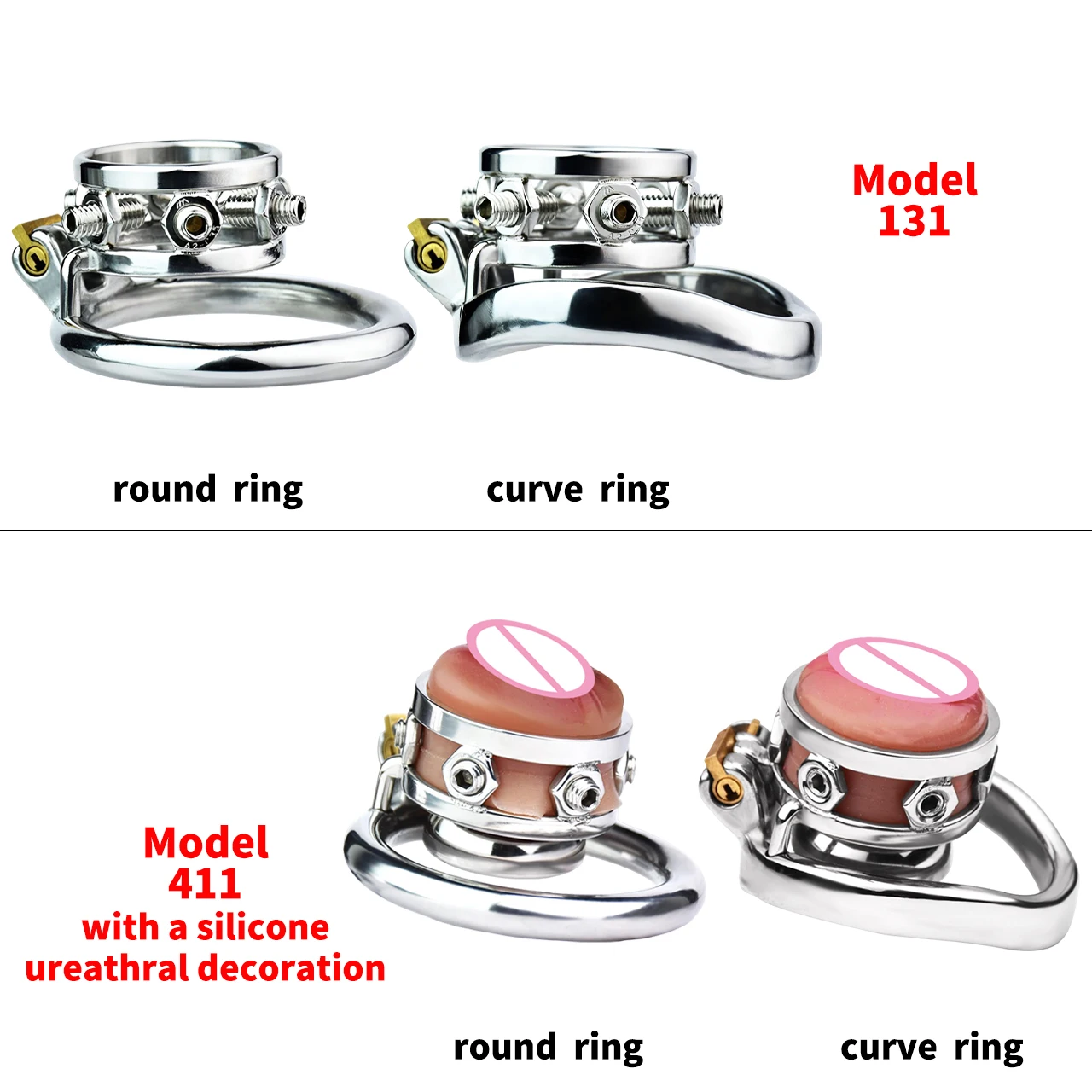 FRRK Dispositivo de Castidade Masculino de Aço Inoxidável com Bloqueio Uretral Erótico com Vagina de Silicone Decoração BDSM Brinquedos Sexuais para Homem 18+