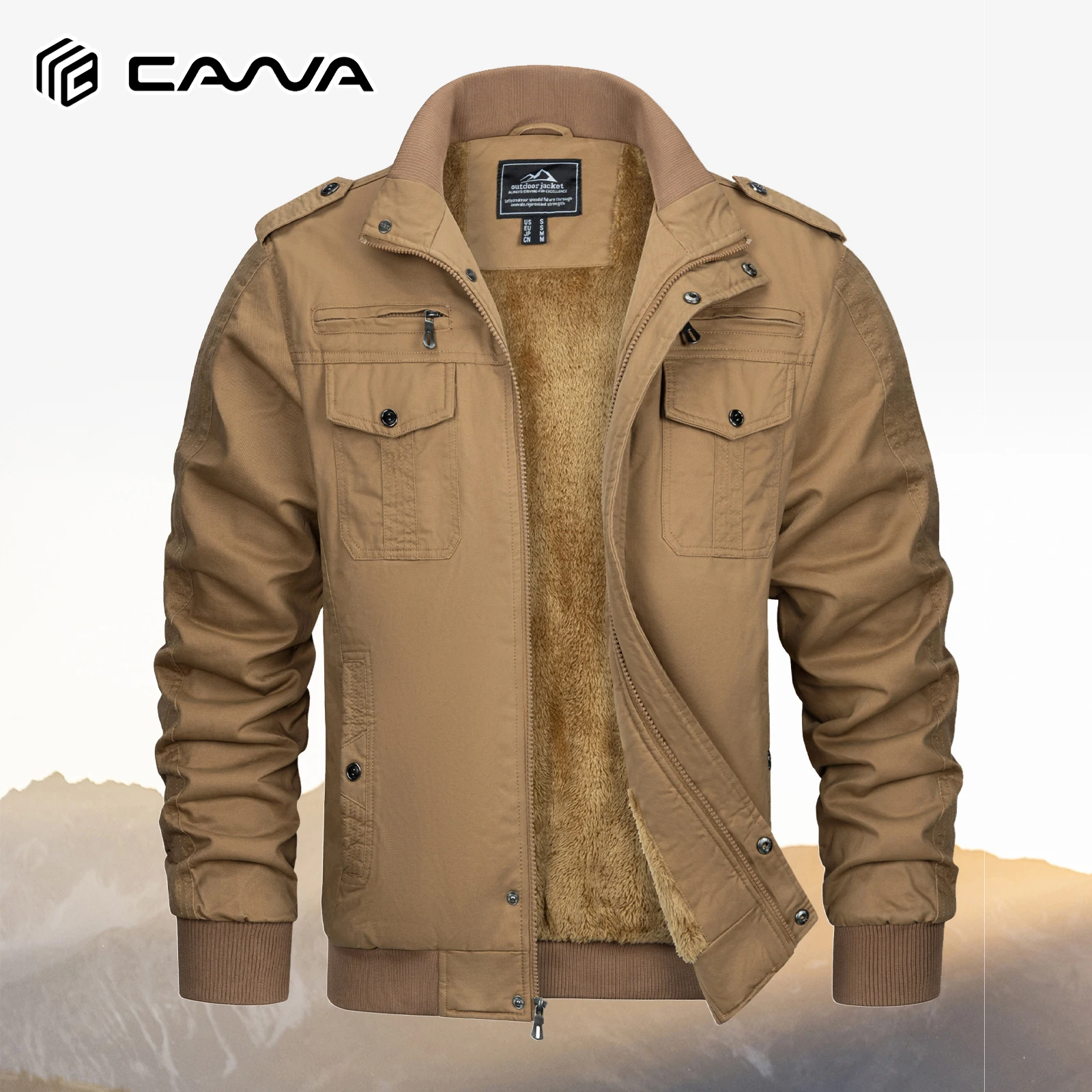Giacca invernale da uomo Cappotto tattico in cotone pile Addensare Giacca bomber cargo casual Capispalla da escursionismo classico caldo