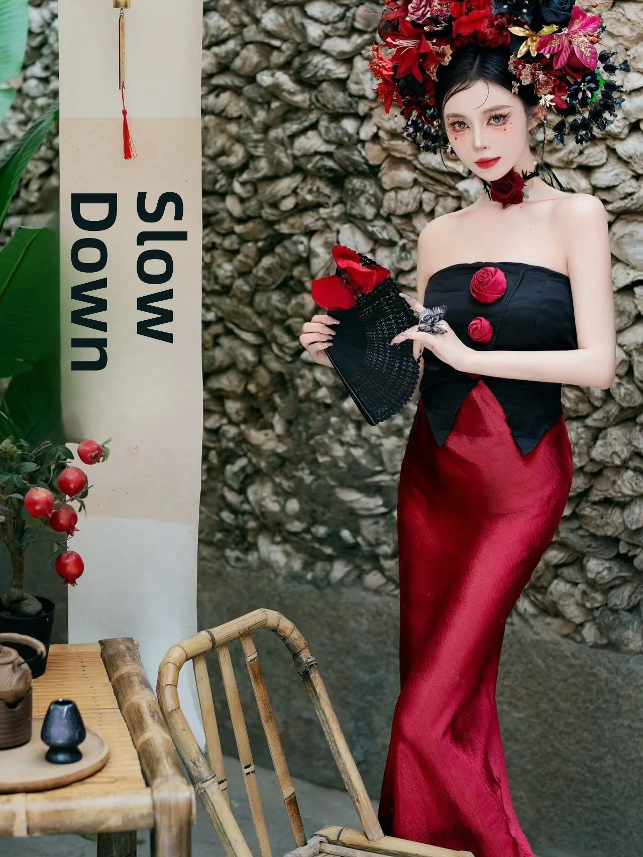 

Quanzhou New Xunpu Women's Floral Hairpin Photography Clothing Sweet Girl Outdoor Travel Photography Ethnic Stage Costume