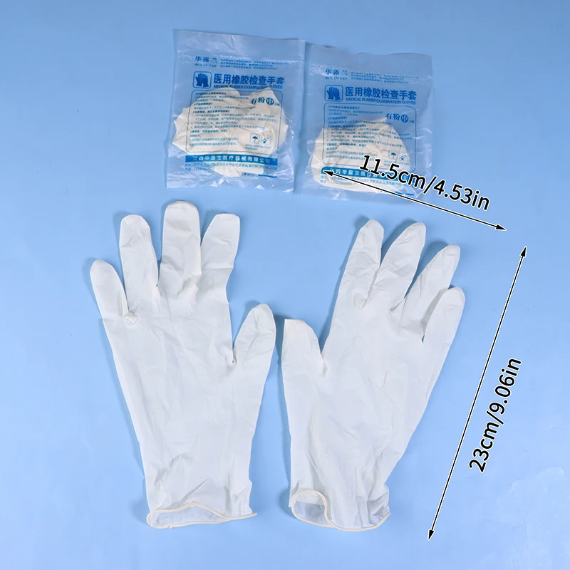 

50Pairs White Medical Gloves Disposable Sterile Rubber Latex Surgical Examination Packaging Special For Medical Care