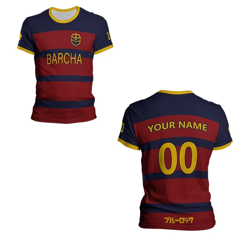 Blue Lock FC Barcha Bunny Lavinho Bachira Anime Cosplay Men Jersey 2025 Short Sleeve Children Tee Custom Name Tops Man T-shirt image 3