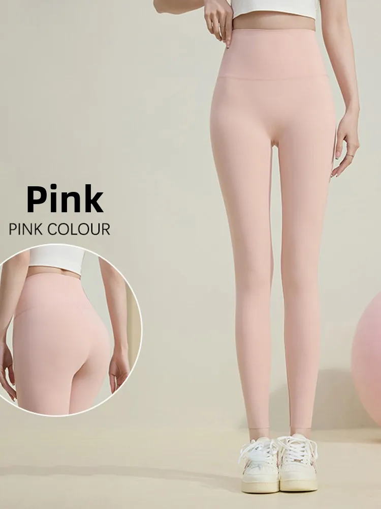 

Розовые тонкие леггинсы для йоги с высокой талией, женские, весна-лето, с эффектом утяжки живота и подтяжки ягодиц, базовый слой для похудения