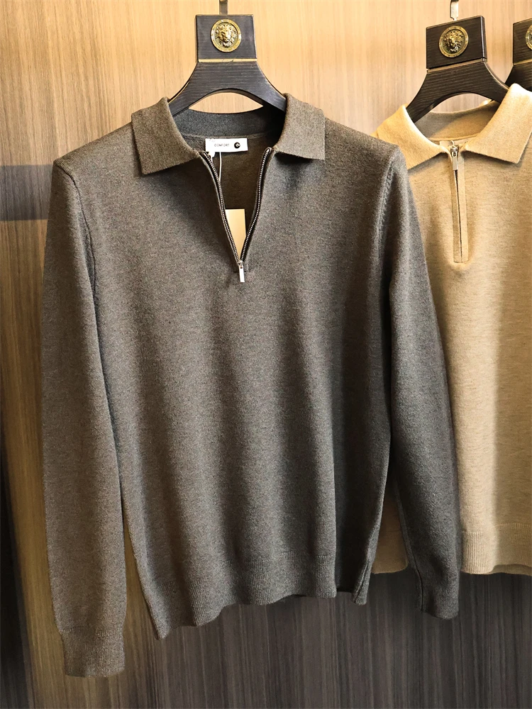 

Soft Skin-Friendly Men's Knitwear Collar f Zipper Commute Faionable Autumn Long Sve Casual Basic Color Polyester...