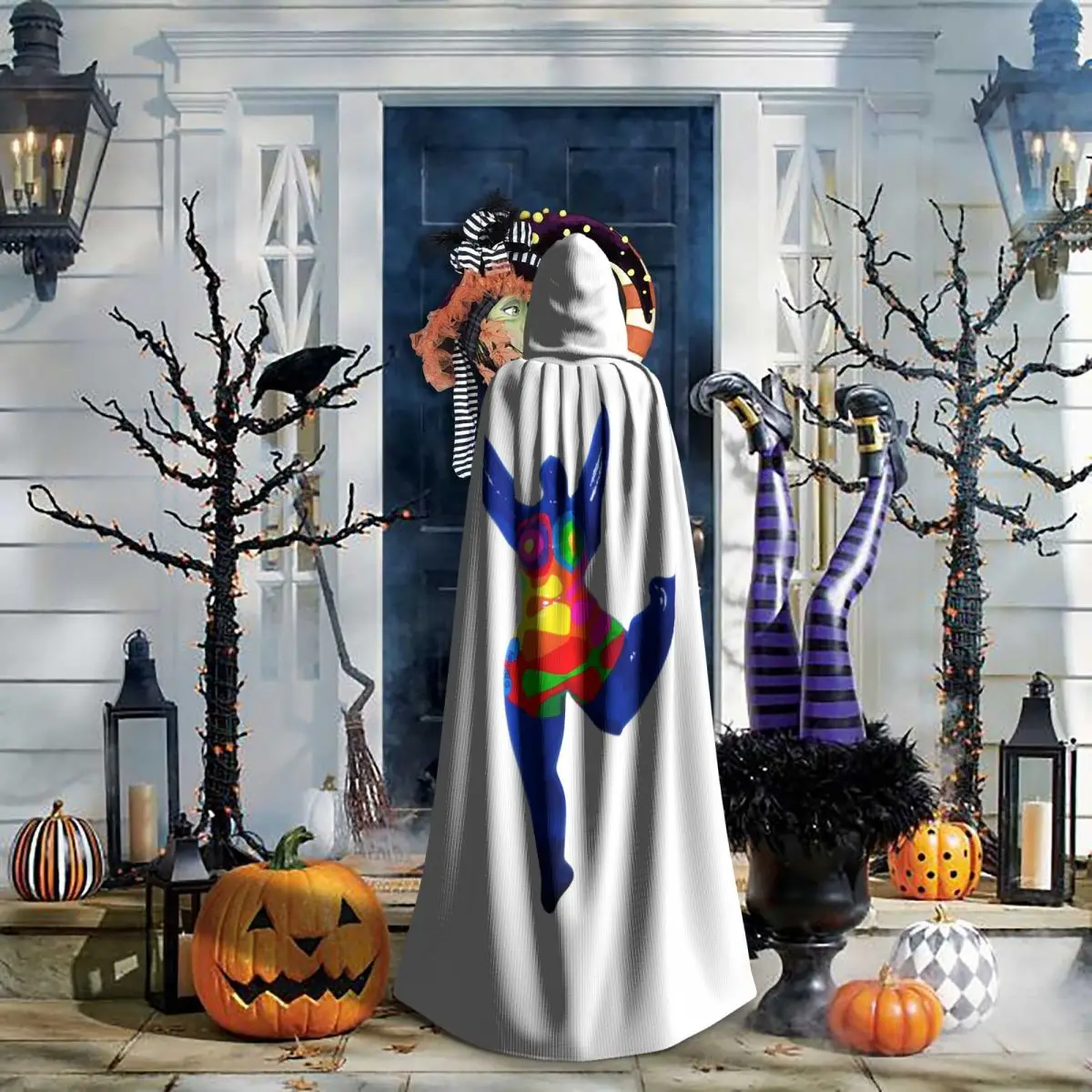 Blue Nana Biriney Tribute To Niki De Saint Phalle Long Hooded Cloak Witch Medieval Costume Cosplay Cape HalloweenVampire - view 5