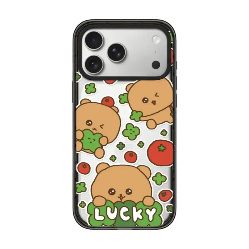 Cartoon Drawing of Brown Teddy Bear Acrylic Black Border Phone Cover for IPhone 12 13 14 15 16 17 Pro Max Case for IPhone 17Air