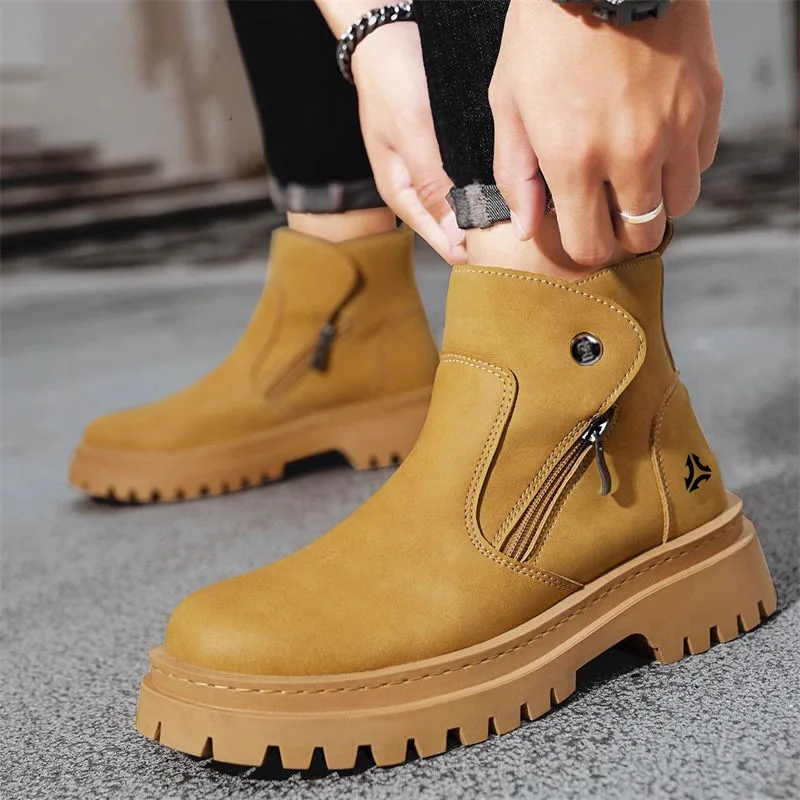 Men's Designer Safety Work Shoes Autumn Winter Wear-Resistant Men Ankle Boots Outdoor Waterproof Men Welding Boots Botas Hombre