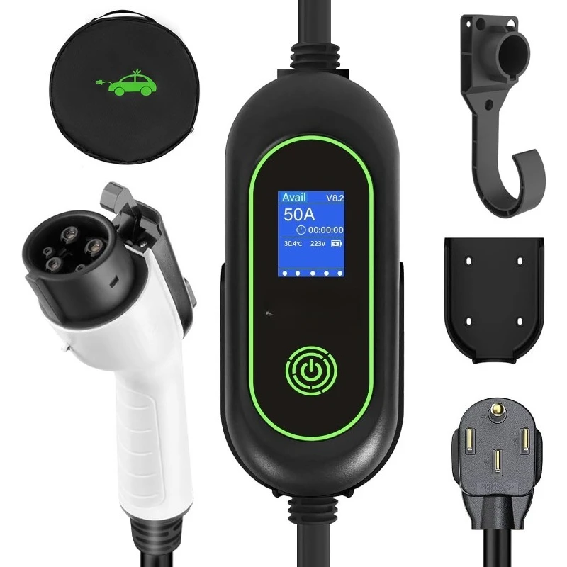 شاحن EV سريع المستوى 2، 240 فولت، 50 أمبير، تيار قابل للتعديل 12 كيلو وات وشحن جدول الزمني، محطة شحن السيارة الكهربائية على الحائط، S