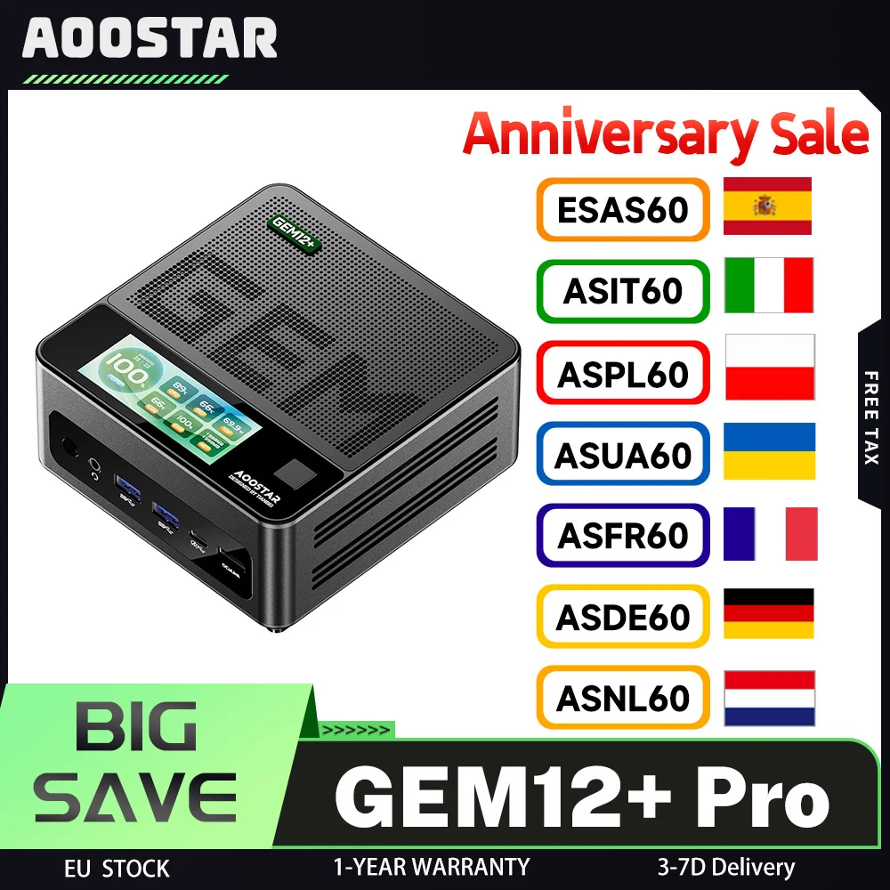 Mini PC AOOSTAR GEM12+ Pro Ryzen 7 Pro