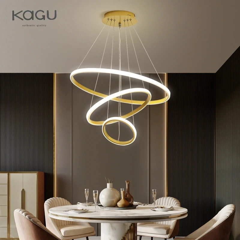 

Modern Pendant Lamp Led Rings Circle Ceiling Hanging Chandelier Black Loft Living Dining Room Kitchen Indoor Lighting Fixture