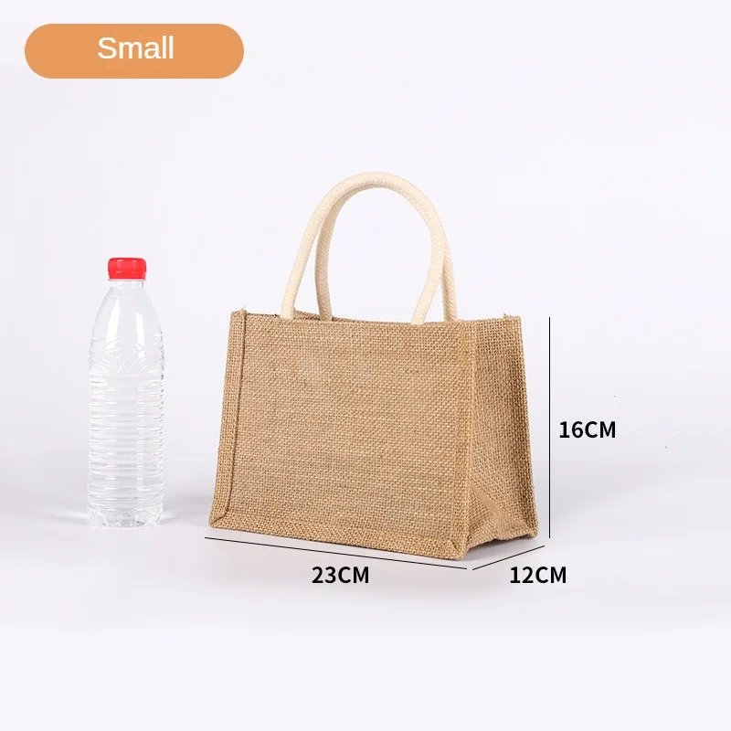 Vintage Linen Tote DIY Beach Handbags Eco Friendly Supermarket Shopping Bag Organizer Portable Large Capacity Shopper Handbags