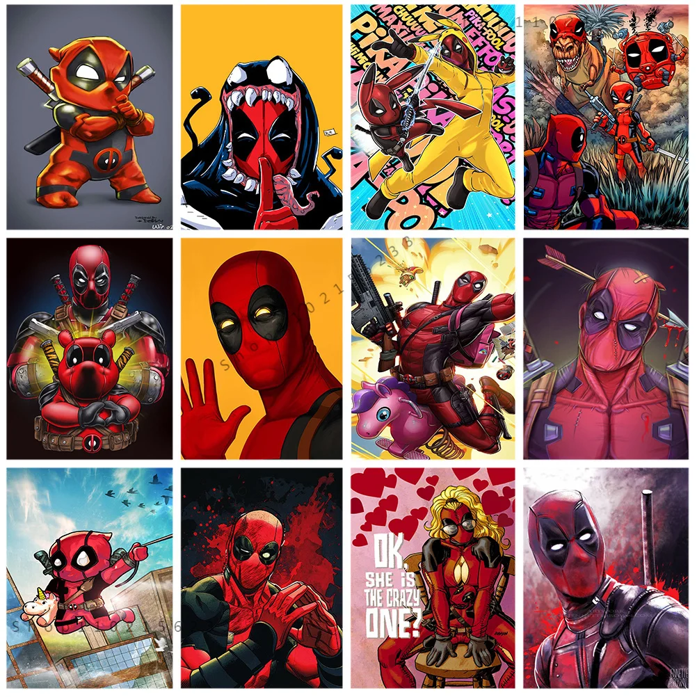 1 Stück rahmenlose Leinwandbilder, Leinwandmalerei, Marvel Spoof Deadpool, amerikanische Comics, Wandkunst, Poster und Drucke, Geschenke, Heimdekoration