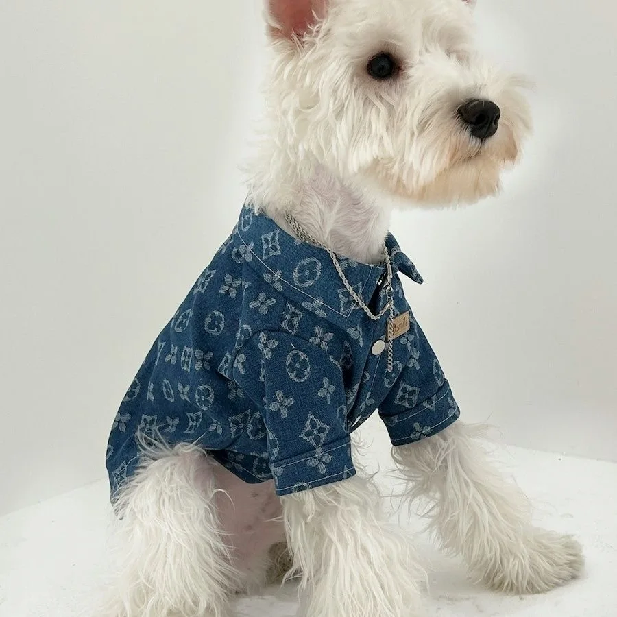 Pets Dog Cat Denim Coat Jacket Puppy Clothes Cool Apparel For Small Medium Dogs Cowboy Schnauzer Dobby Bear Teddy Pet Clothing