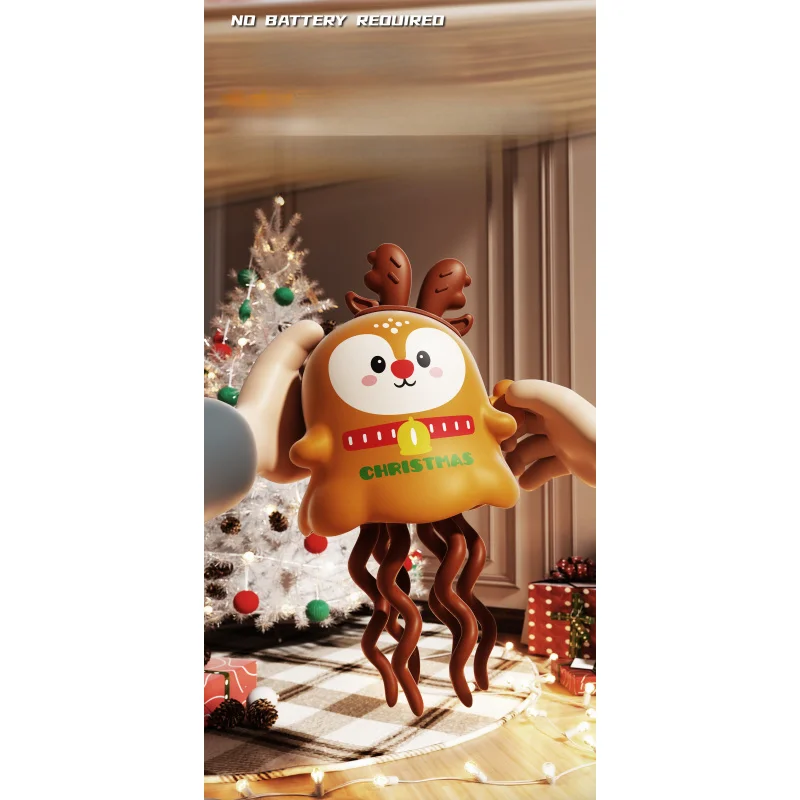 4 قطع من لعبة تململ هدية عيد الميلاد - دمية لطيفة لتخفيف التوتر والرقص سانتا والرنة #4