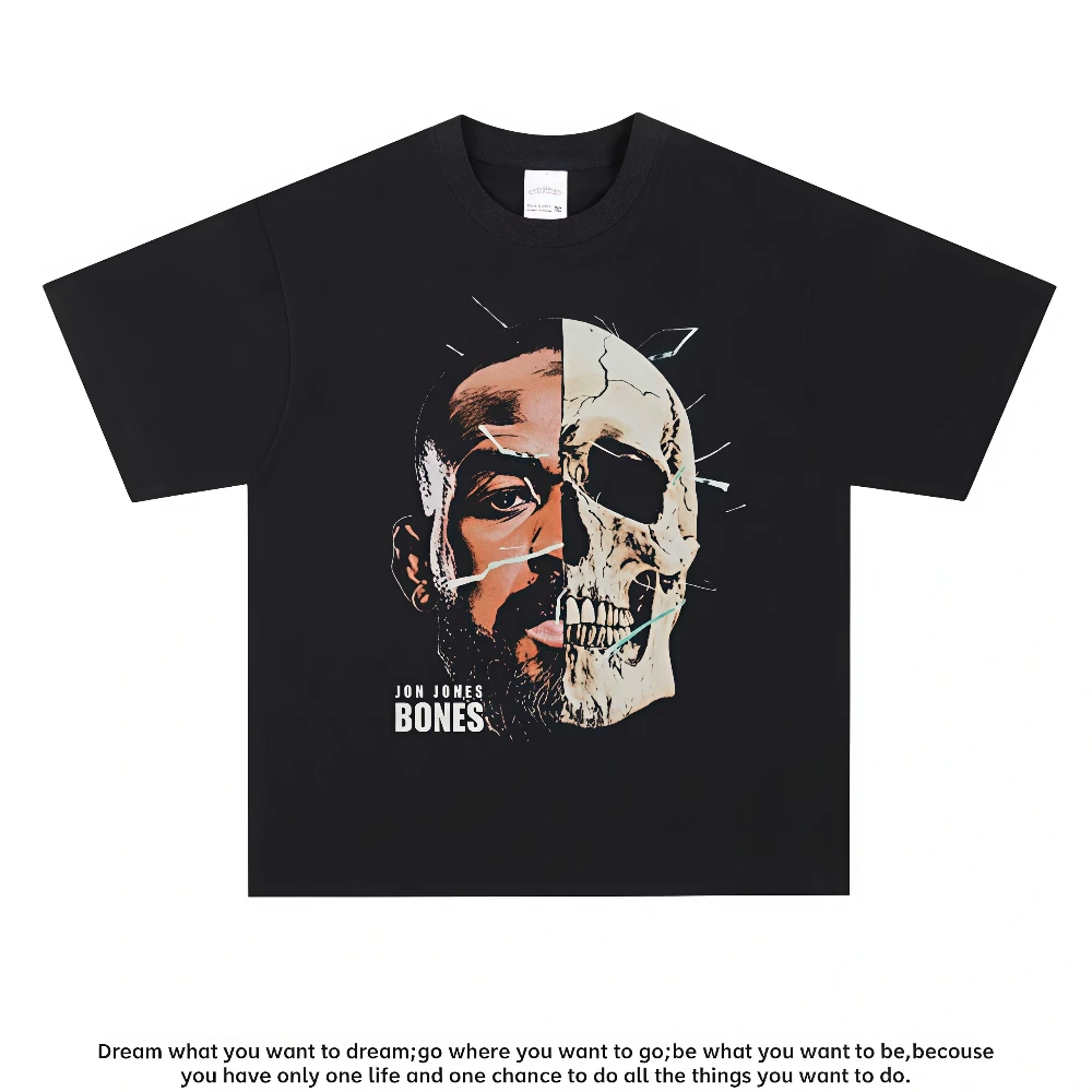 Camiseta gráfica Jon Jones de algodón para hombre, camiseta informal holgada y transpirable con cuello redondo que absorbe la humedad, ropa Vintage para fanáticos