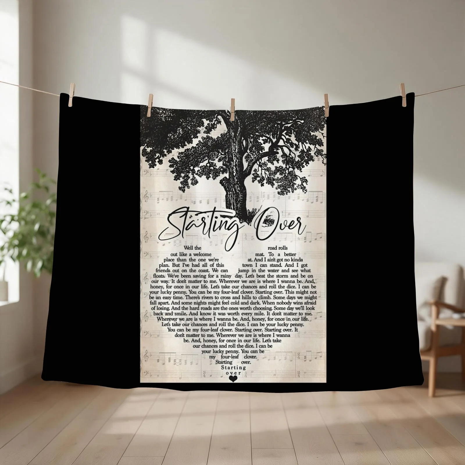 Chris Stapleton – Starting Over Lyrics Throw Blanket couch cozy soft plush fuzzy picnic outdoor blanket