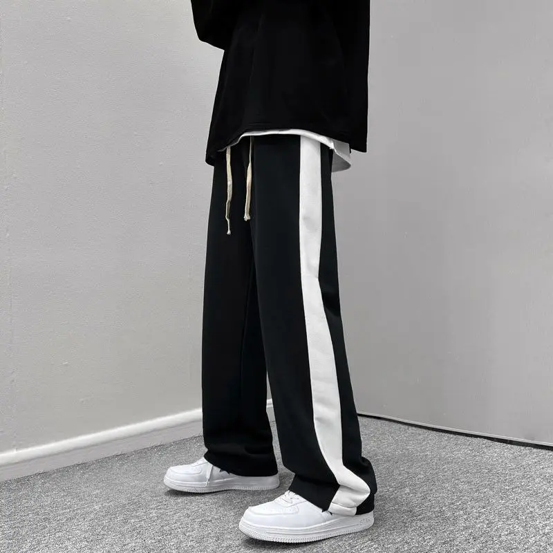 Men's Casual Pants Summer Thin Pants Men's Ice Silk Loose Trendy High Street Pants Straight Drooping Wide Leg Trousers