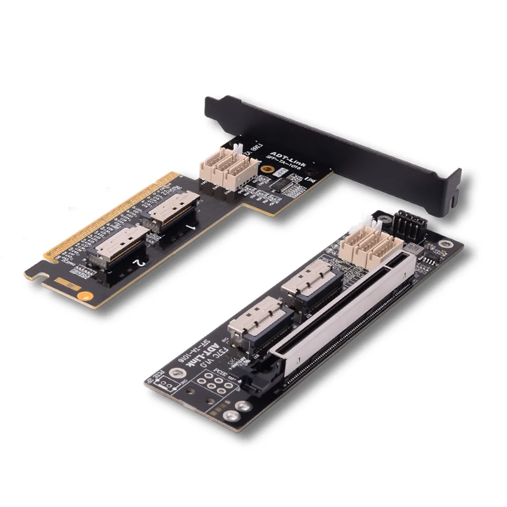 PCIe 4.0 X16 MCIO Graphics Card GPU Split Cable 1-to-2 X8 Dual Split Into X8 x8 Gen4 256G/bps Motherboard Bifurcation PCI-E 1m