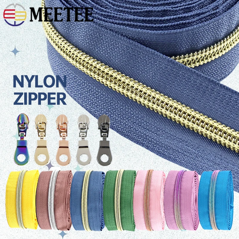 

2/5/10Meters 5# Nylon Zippers+Slider Bag Pocket Zipper By Meter Garment Jacket Replace Zips Repair Kits DIY Sewing Accessories