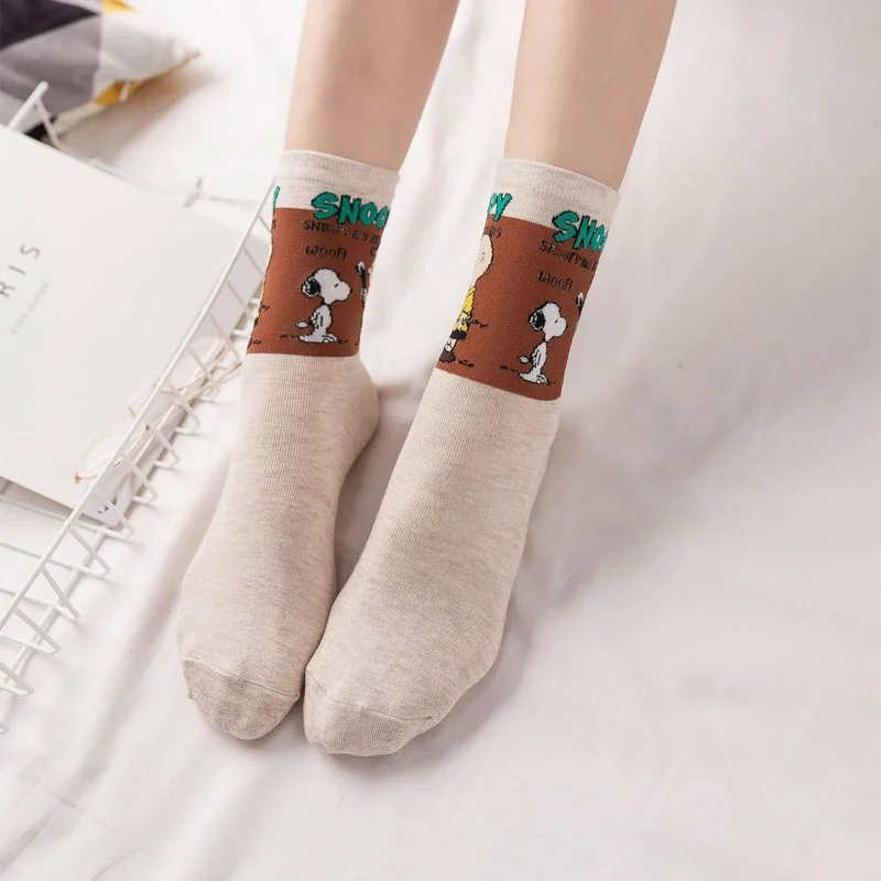 Snoopy Cartoon Cotton Socks Men Sports Breathable Socks Long Tube Cotton Socks Skateboard Casual Men Women Couples Fashion Sock