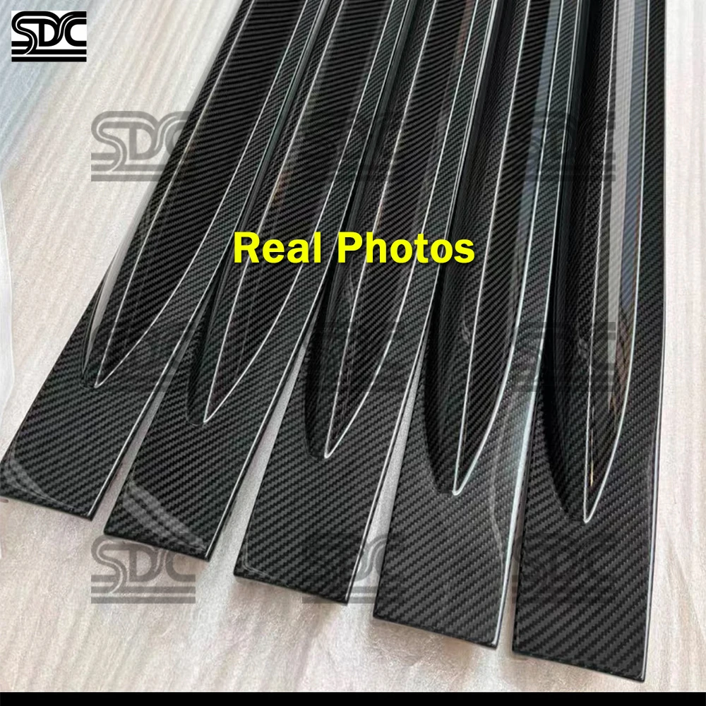 For BMW M3 G80 G81 Touring Real Dry Carbon Fiber Side Skirts Extension Kits MP Style  2 Pcs