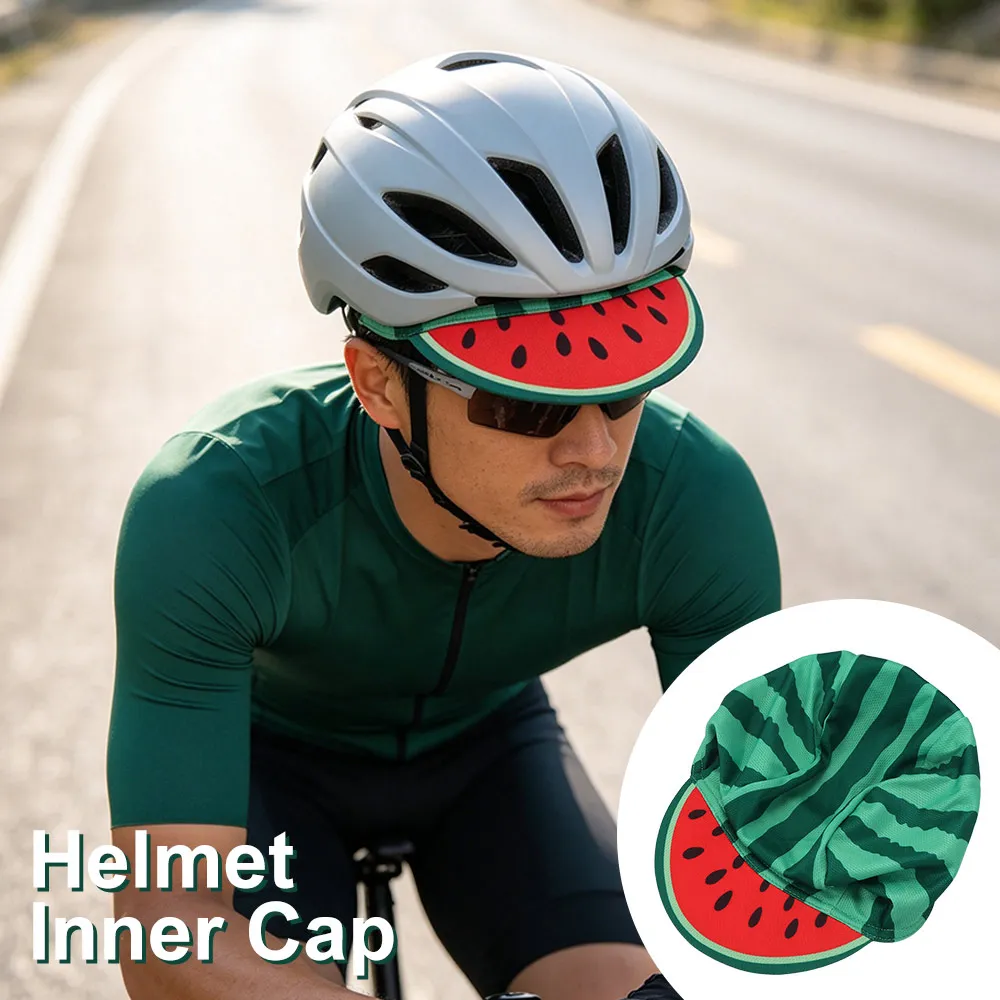 Watermelon Design Summer Cycling Cap Quick Dry Breathable Mesh Bike Helmet Liner High-Stretch Comfortable Fit Under Helmet Hat