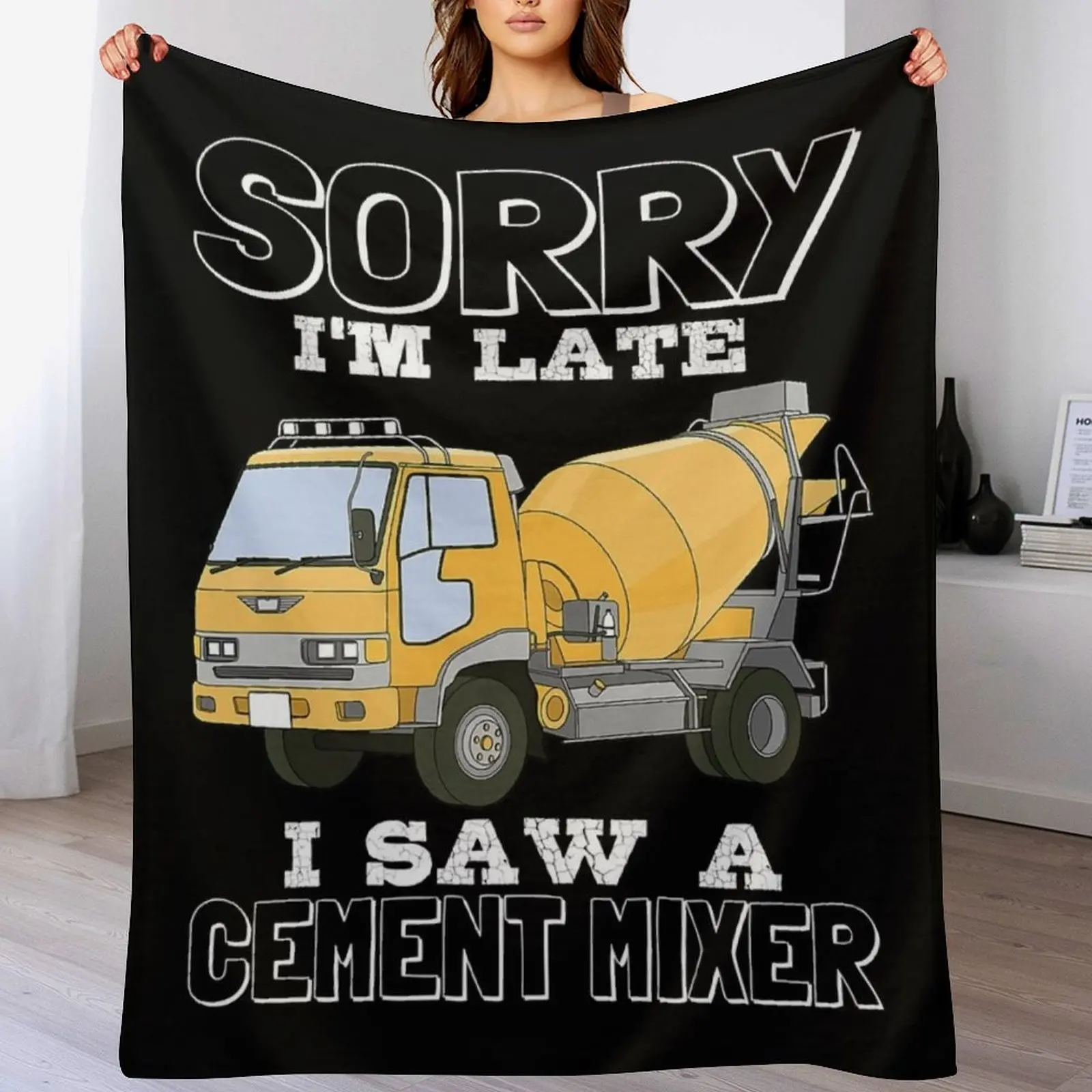 Funny Concrete Mixer Truck Cement Construction Workers Gifts Premium T-Shirt Throw Blanket Hair Retros Custom Blankets
