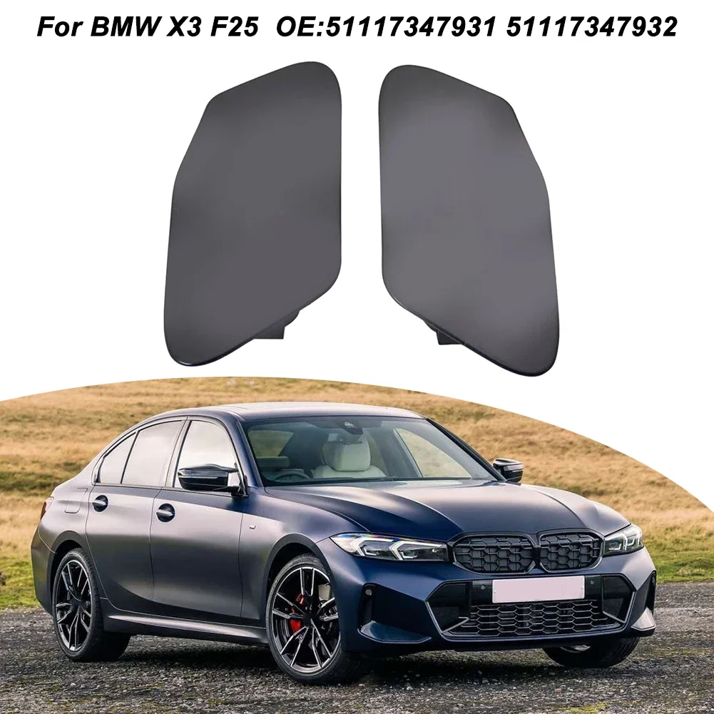 Front Headlight Washer Nozzle Cover Kit for BMW X3 LCI F25 Includes Left and Right Water Spray OEM 51117347931/32