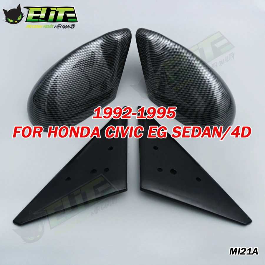 JDM Spoon Style Car Rear View Mirror Black Carbon Film Racing Mirror for Honda Civic EG 4door 1992-1995