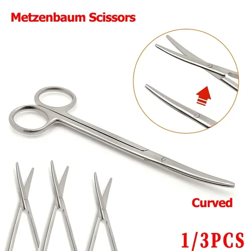 Imagen 2 del producto Tijeras Tc Metzenbaum curvadas para cortes de tejidos delicados, procedimientos de amígdalas, puntas estrechas roma, ideales para quirúrgicos