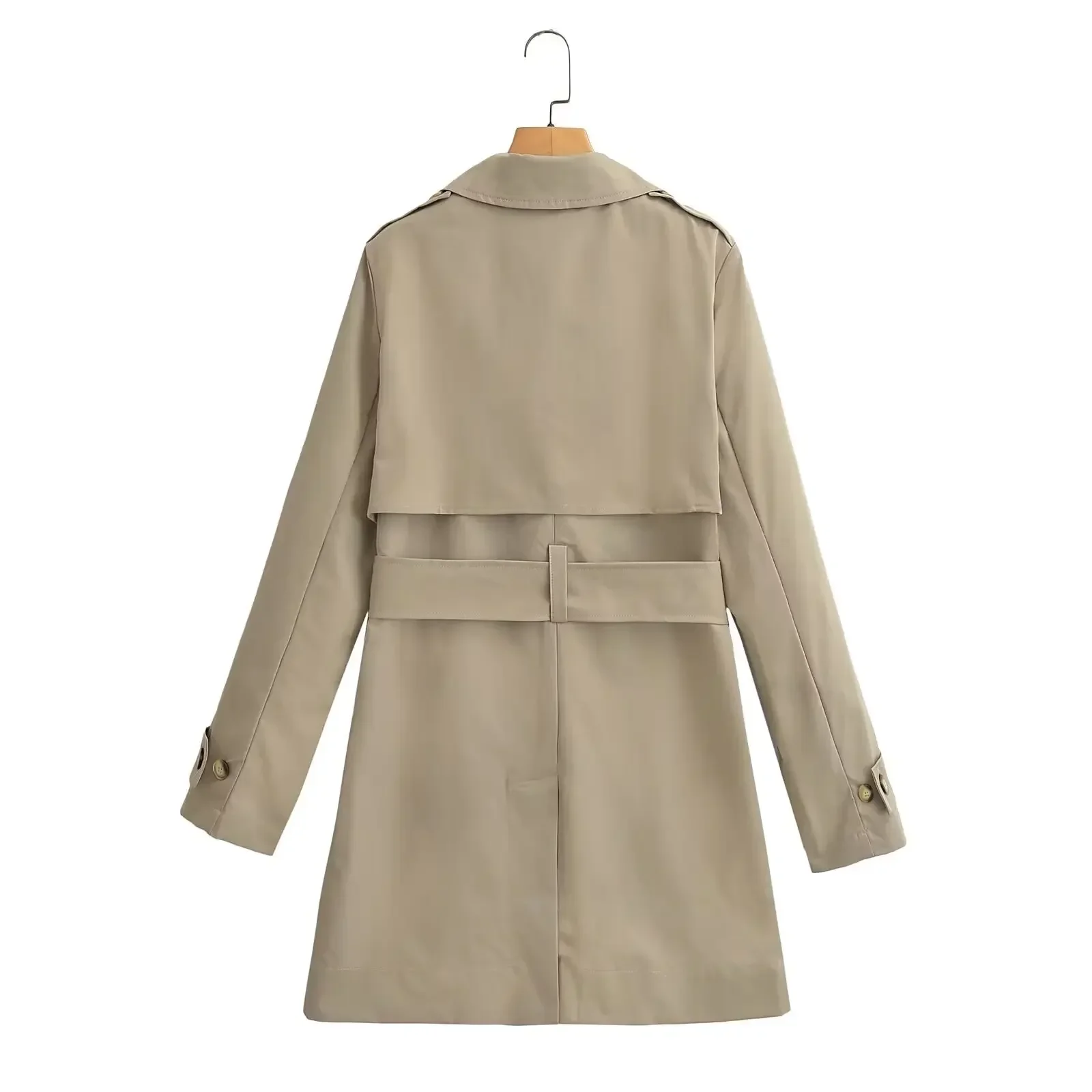 Women's new Fashion With Belt casual basic style long style double breasted trench coat retro long sleeved women's coat chic top