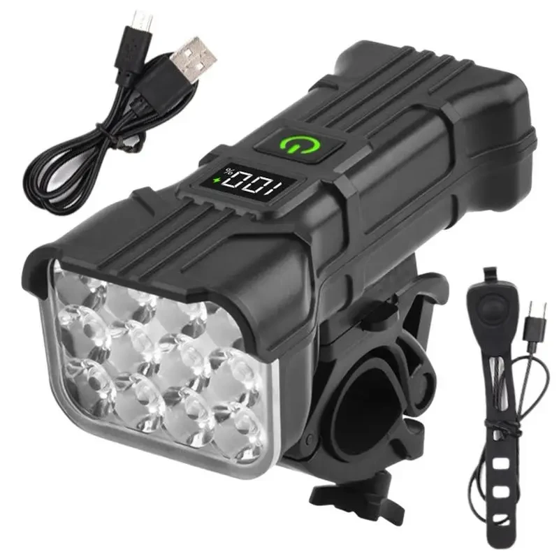 12 LED-fietskoplamp Oplaadbaar fietslicht met hoorn MTB-fietskoplampen Fietsen Fietsveiligheidslamp voor nachtelijk rijden