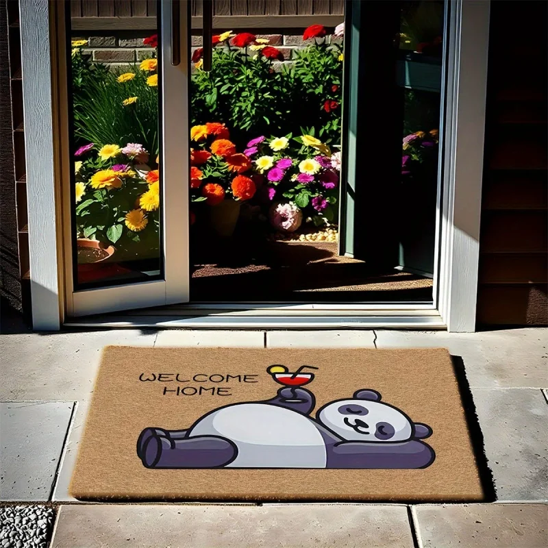 Lazy Panda Welcome Home Print Doormat Non Slip Coir Texture Entrance Rug Indoor Front Door Floor Mat Home Decor
