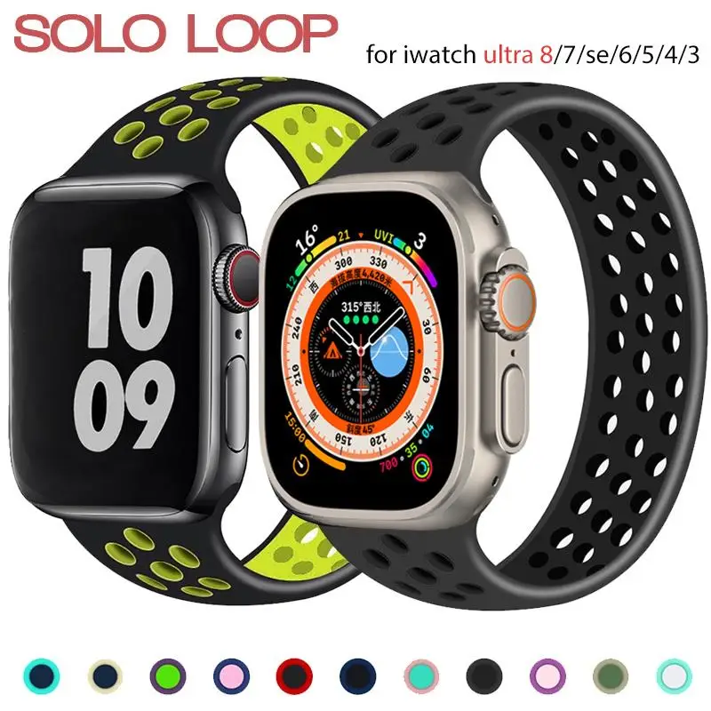 Solo Loop for Apple Watch band 44mm 40mm 45mm 41mm 49mm 38mm 42mm for nike Silicone bracelet iWatch Series SE 6 7 8 ultra strap