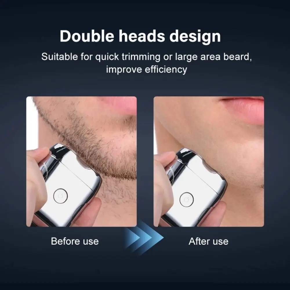 Rechargeable Ultra Clean Double Head Razor Washable Digital Display Electric Shaver Silent Quiet Operations Mini Shaving Men
