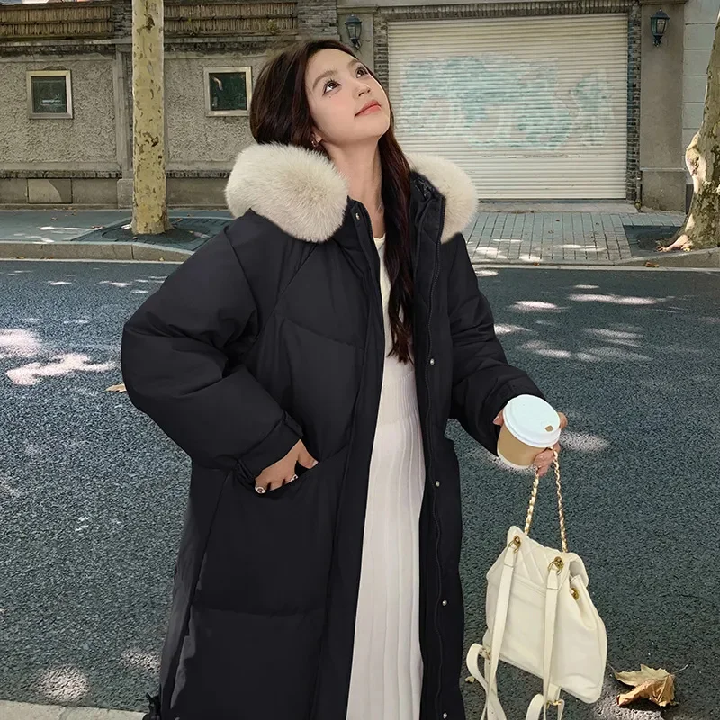 

Long Parkas Women Loose Plus Size Down Cotton Jacket New Winter Women's Coat Fashion Hooded Cotton Padded Parkas Warm Overcoat