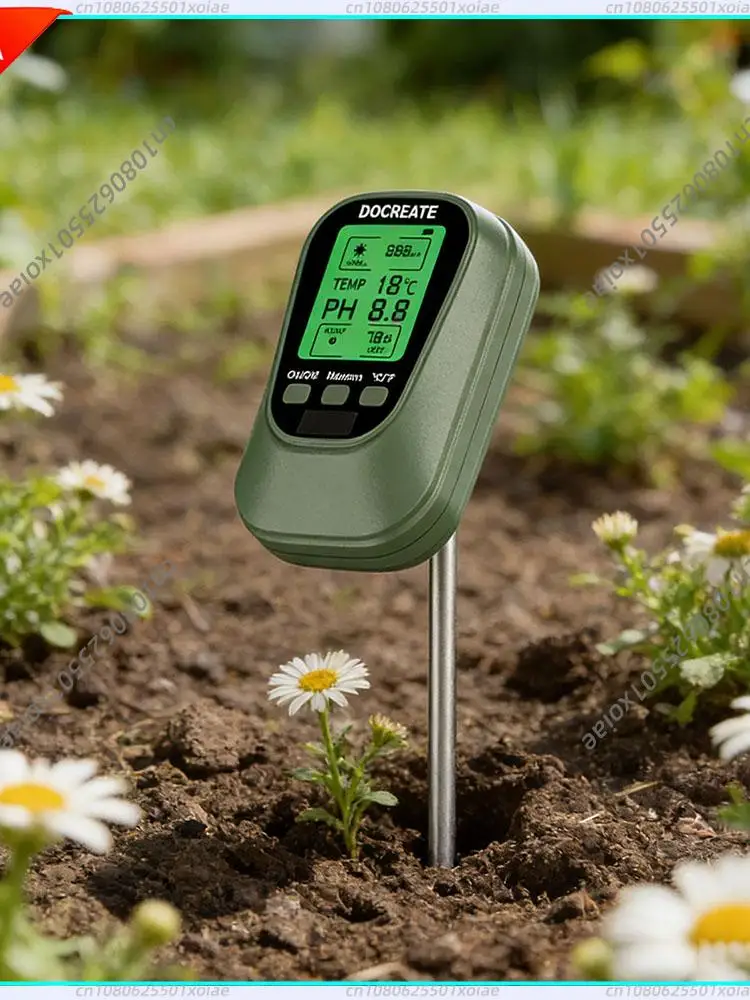 4-in-1 Soil Moisture Meter Digital PH Meter/Moisture/Temp/Sunlight Intensity for Gardening Farming Indoor Outdoor Plants