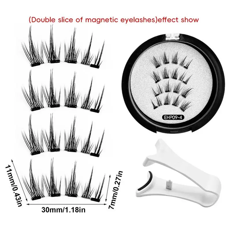 磁気天然まつげキット、アプリケーター付き、軽量で再利用可能、接着剤なし、適用が簡単、毎日