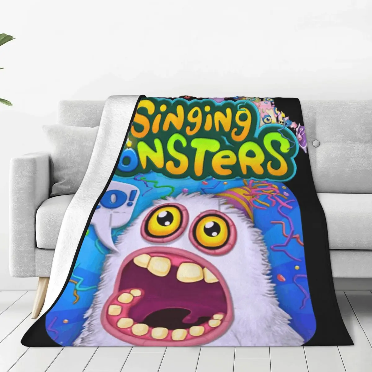 Wubbox My Singing Monsters Blanket Soft Warm Flannel Throw Blanket Bedspread for Bed Living room Picnic Travel Home Couch