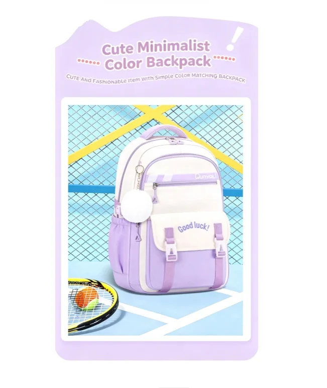 New Student Backpack 3Pcs Set  Ins Style Large Capacity School Bag with Lunch Bag & Pencil Case for Primary & Middle School